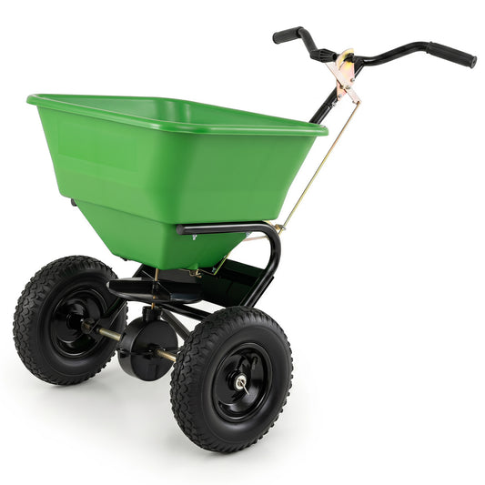 66 Lbs Walk-Behind Broadcast Spreader, 13-Inch All-Terrain Tires, Green Lawn Care Tools Green at Gallery Canada