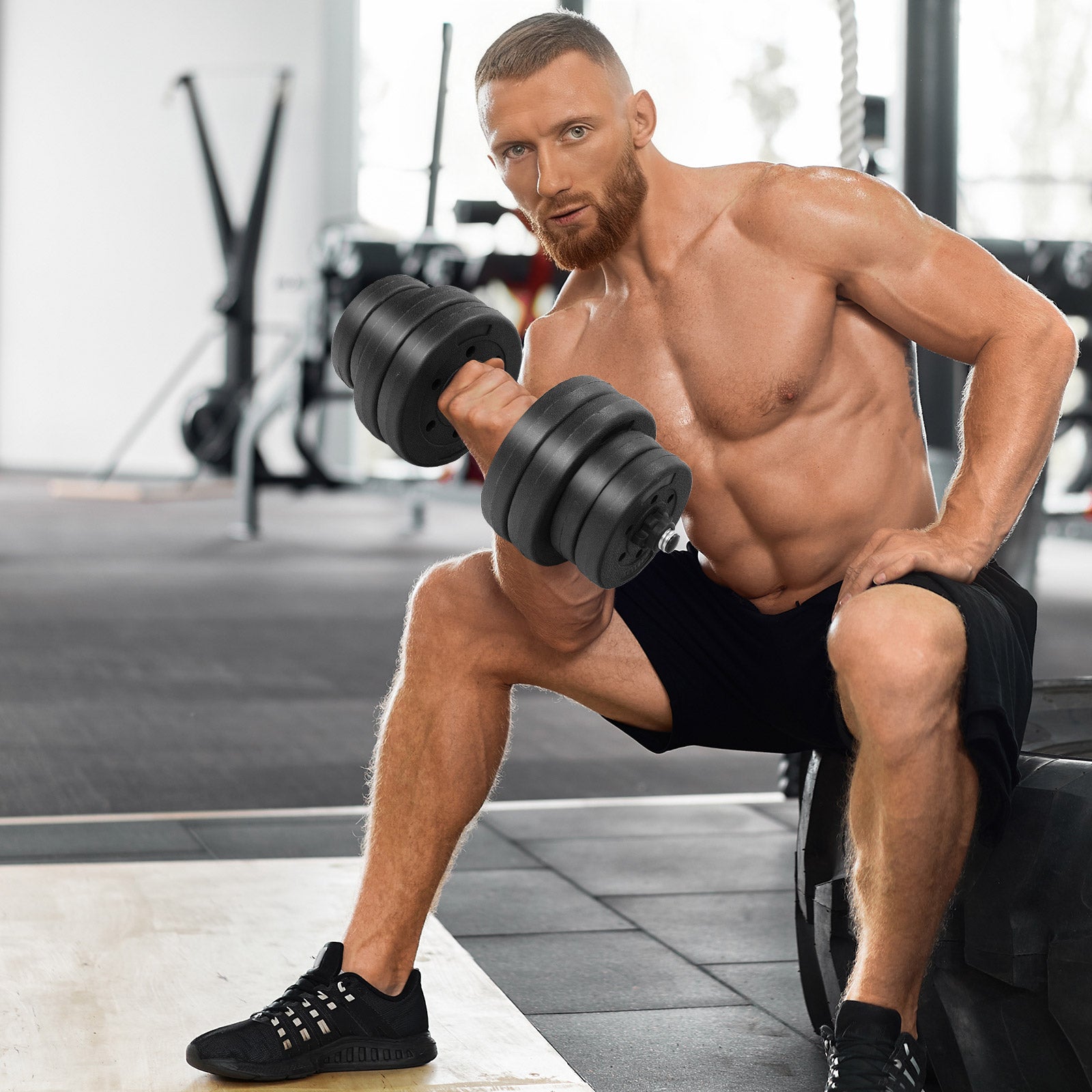 66 Lbs Adjustable Dumbbell Set, Black Dumbbells at Gallery Canada