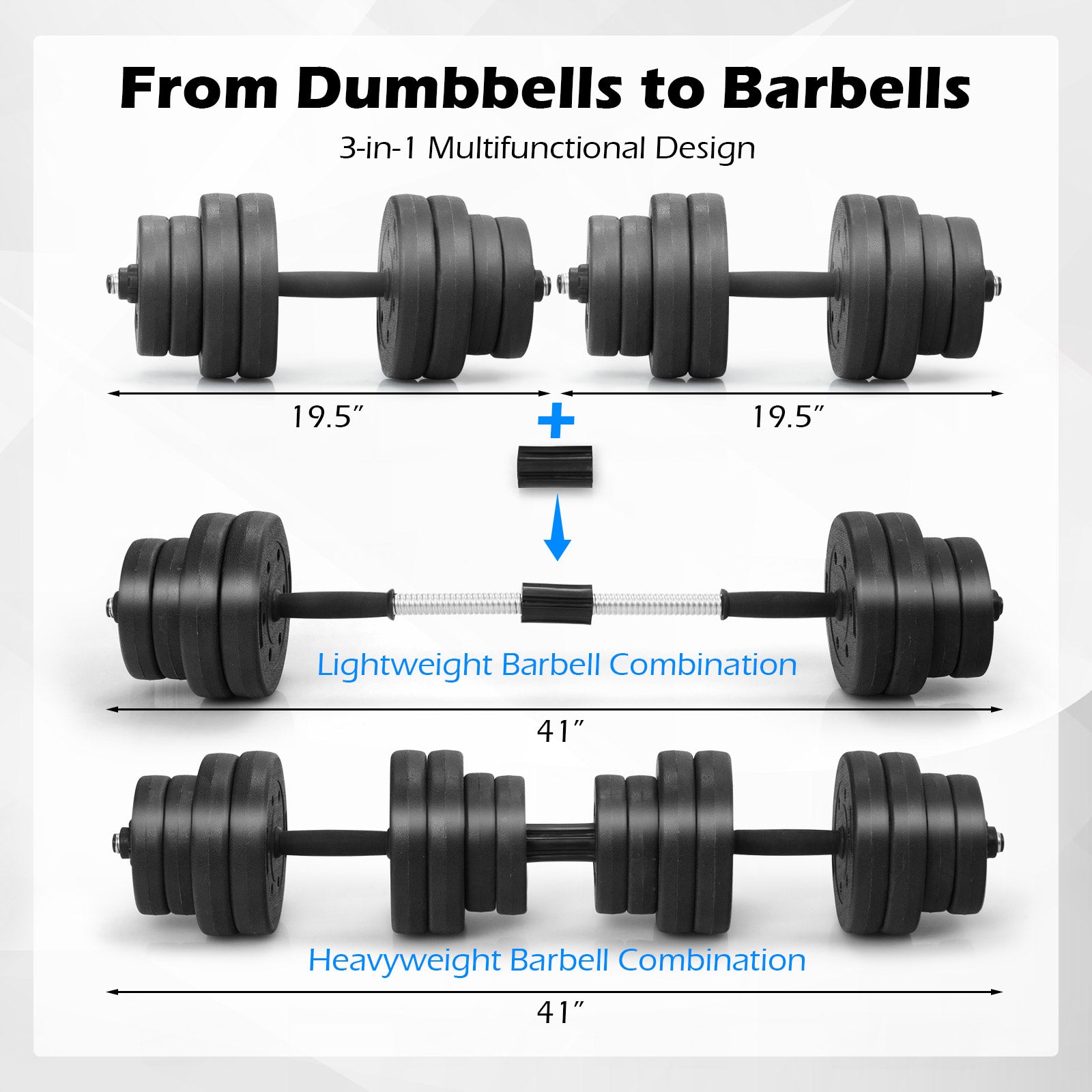 66 Lbs Adjustable Dumbbell Set, Black Dumbbells at Gallery Canada