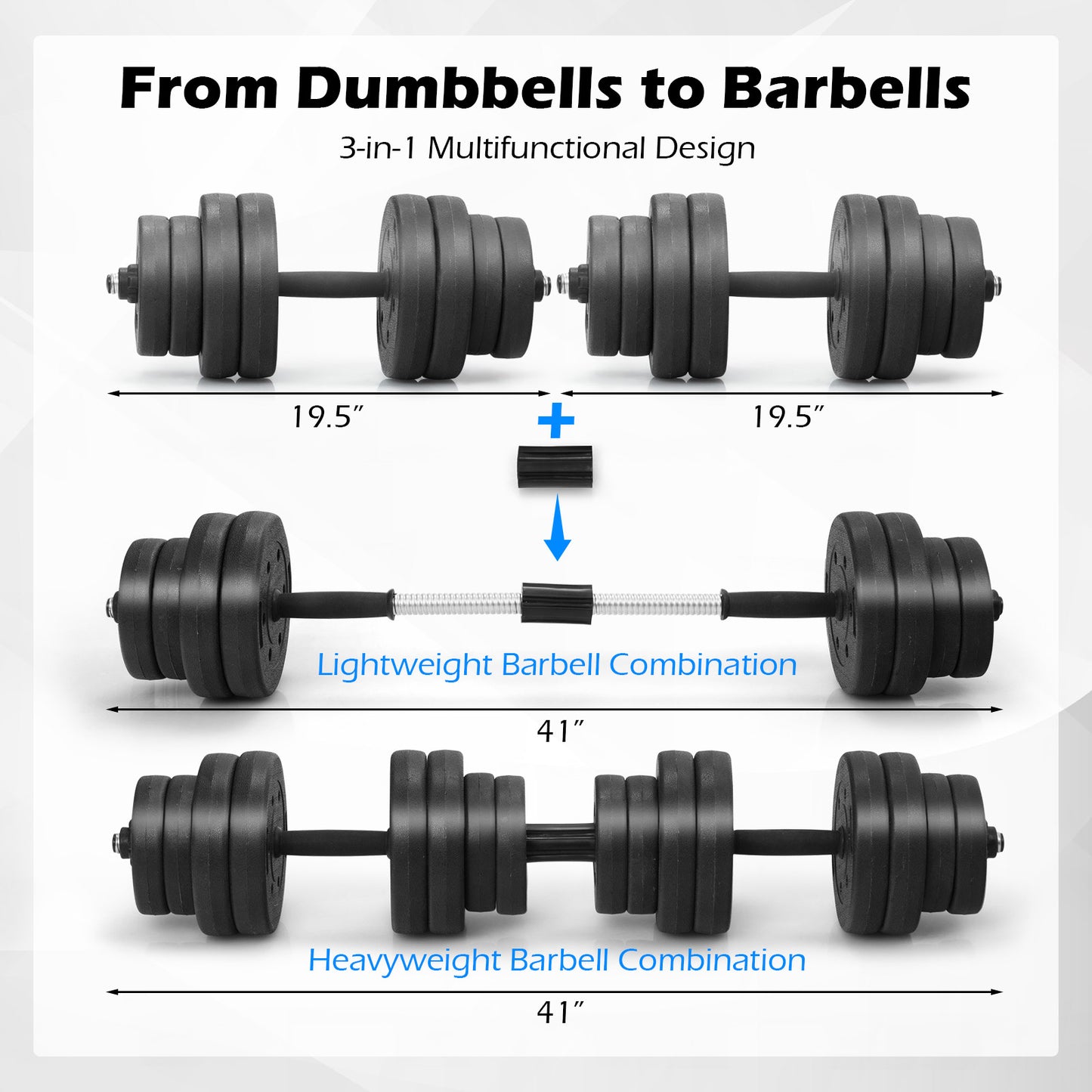 66 Lbs Adjustable Dumbbell Set, Black Dumbbells at Gallery Canada