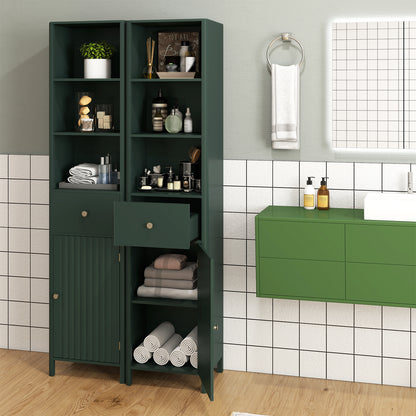 67 Inch Tall Bathroom Cabinet, Narrow Floor Cabinet, Fluted Door, Green Floor Cabinets at Gallery Canada