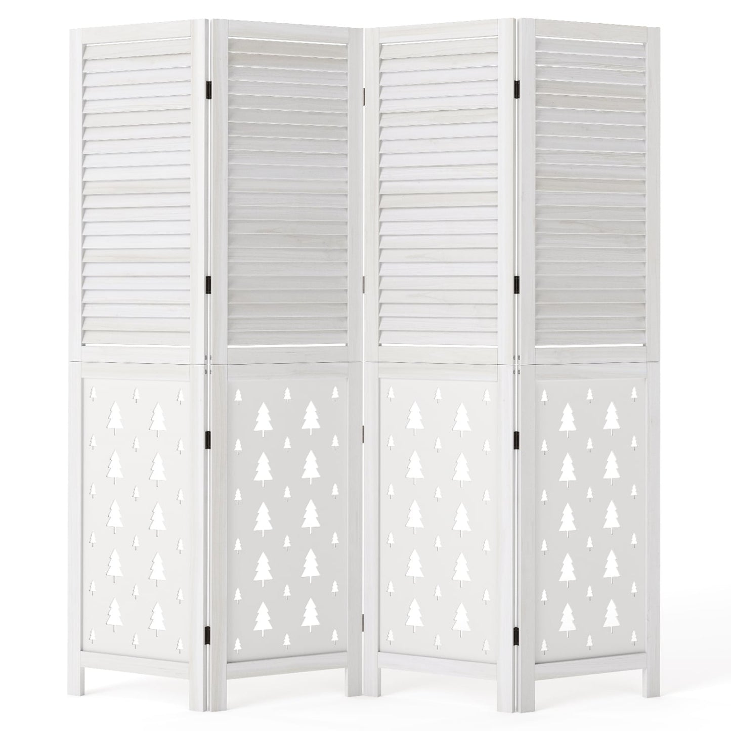 Wood Room Divider, 67" Tall, 4 Panels