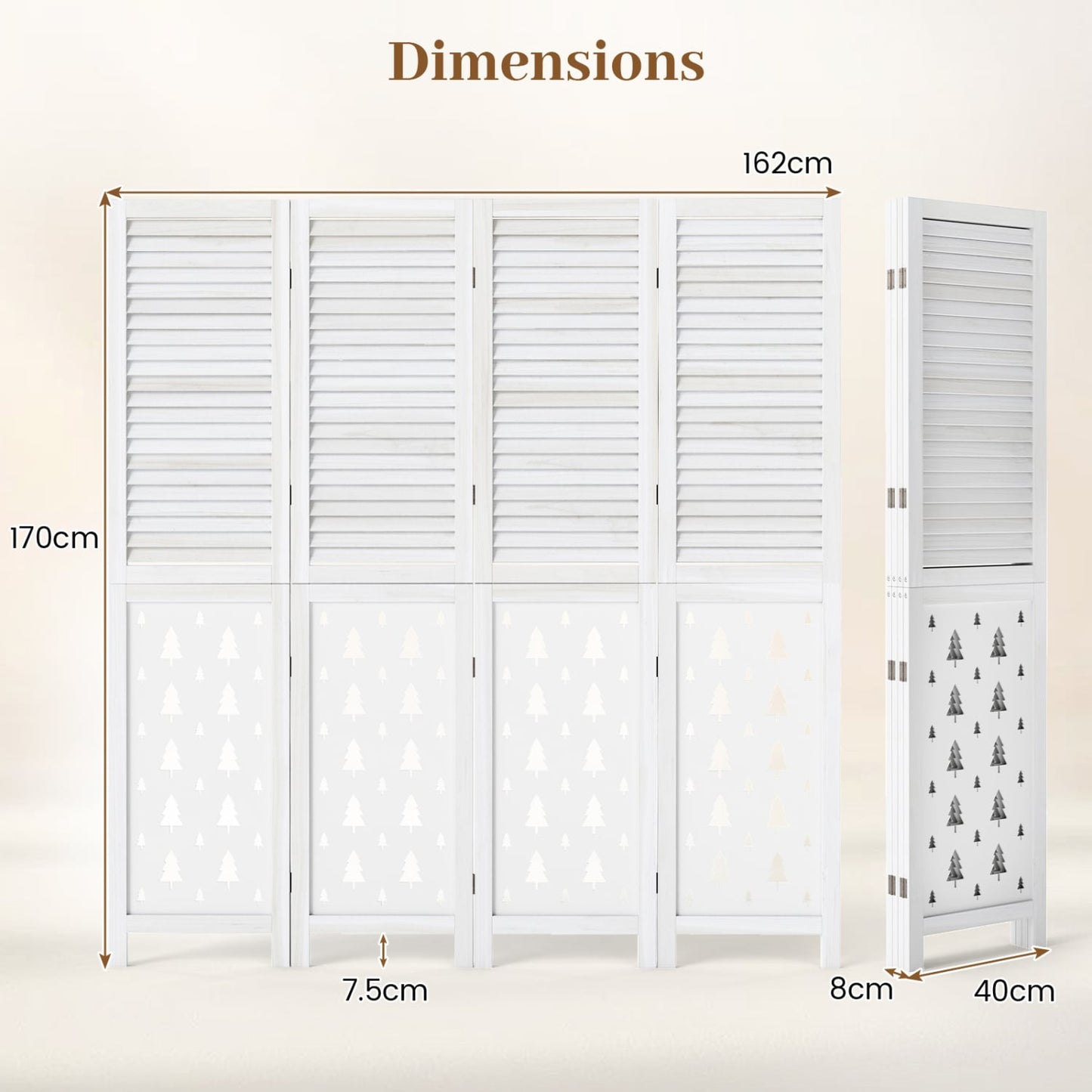 Wood Room Divider, 67" Tall, 4 Panels