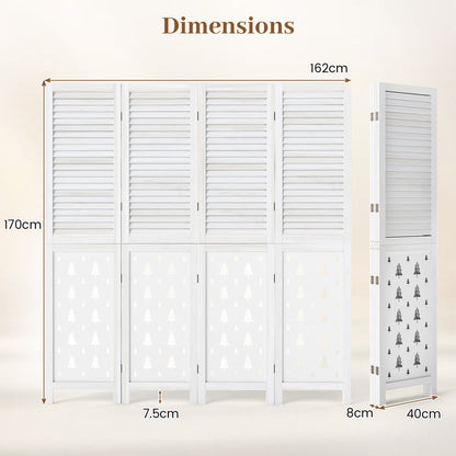 Wood Room Divider, 67" Tall, 4 Panels