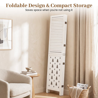 Wood Room Divider, 67" Tall, 4 Panels