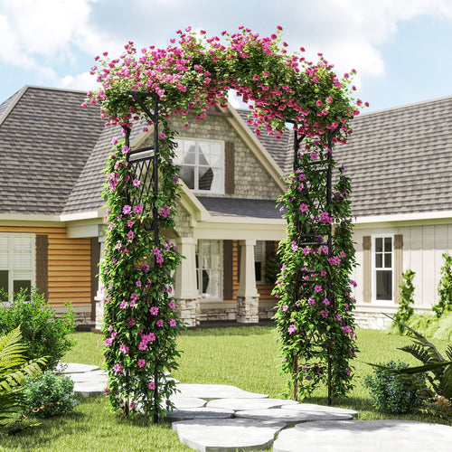 67 x 83 Inch Garden Arch Trellis Metal Pergola Arbor for Climbing Plants, Black