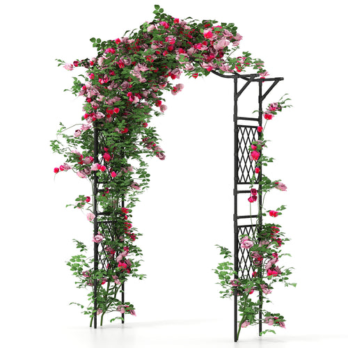 67 x 83 Inch Garden Arch Trellis Metal Pergola Arbor for Climbing Plants, Black