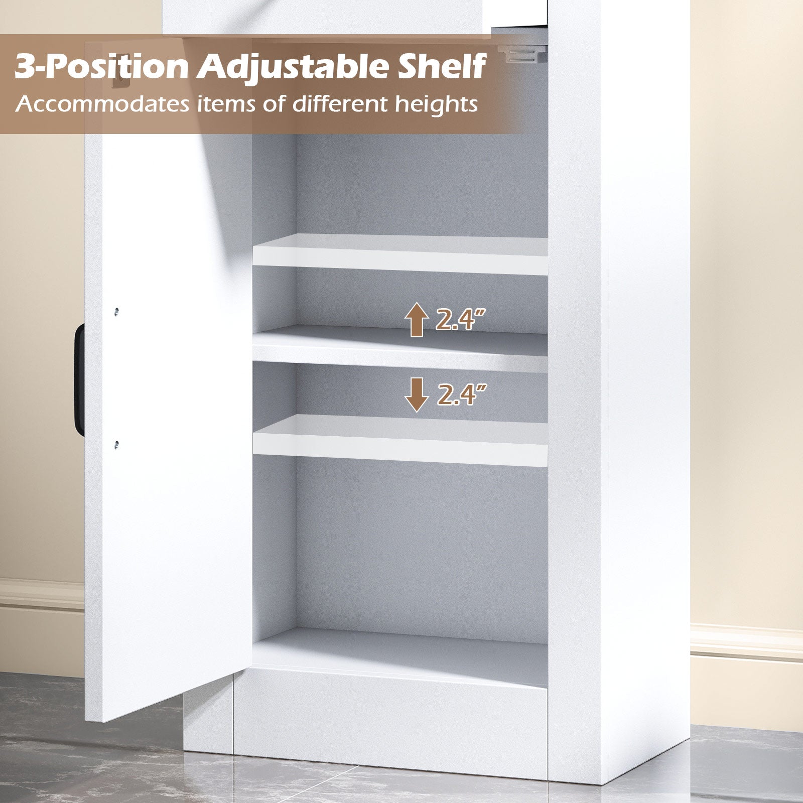 68 Inch Tall Bathroom Cabinet, Barn Door, Narrow Slim Storage, Drawer, White Floor Cabinets at Gallery Canada