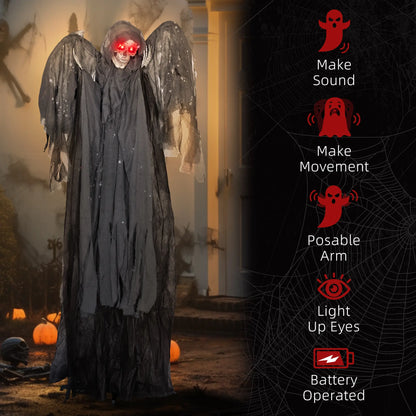 6.4' Winged Grim Reaper Halloween Decoration, Animatronic with Light Up Eyes Halloween Decorations at Gallery Canada