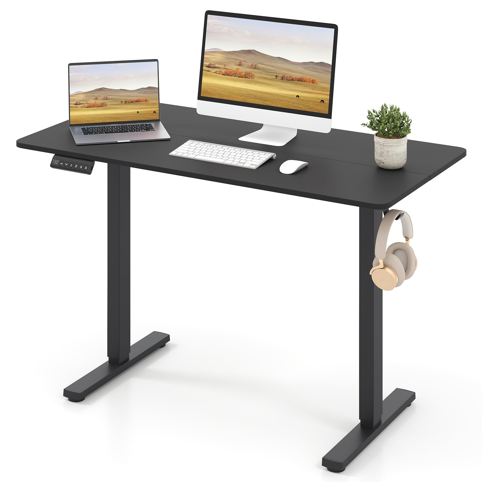 48 Inch x 24 Inch Electric Standing Desk, 3 Memory Settings, Black Standing Desks at Gallery Canada
