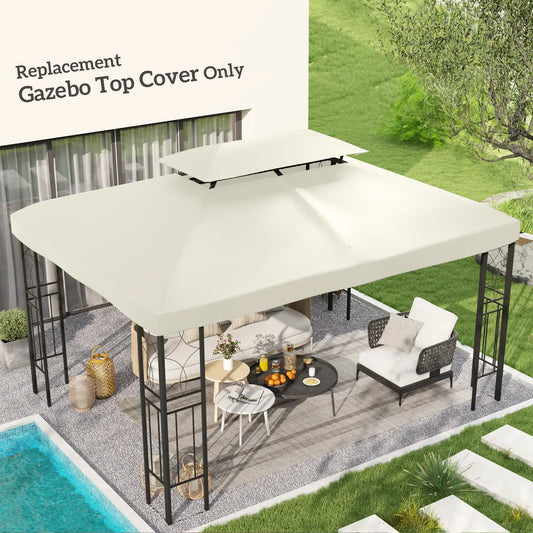 13'x10' 2 Tier Gazebo Top Only, UV Cover, Cream White Gazebo Canopy Replacement Cream at Gallery Canada