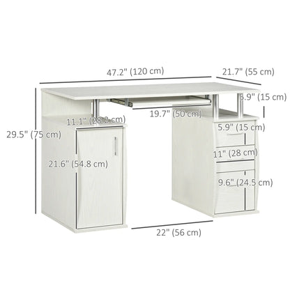 47" Computer Desk With Keyboard Tray, Storage Drawers, White Computer Desks at Gallery Canada