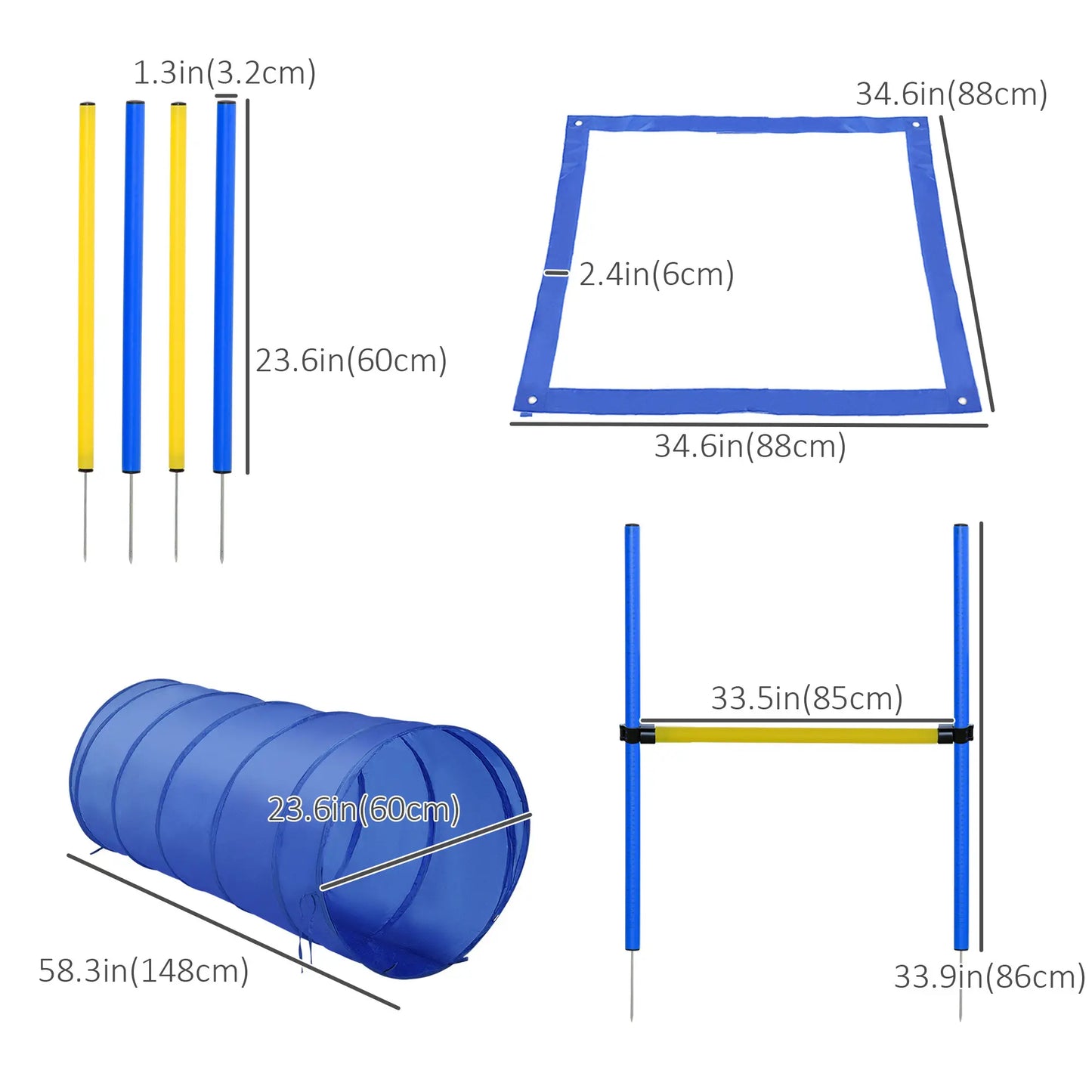 Dog Agility Starter Kit, Outdoor Training Set, Tunnel, 4 Weave Poles, High Jumper Dog Agility Training Equipment at Gallery Canada