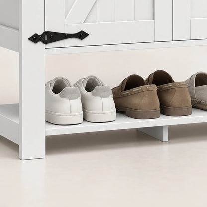 5 Tier Shoe Cabinet, Rustic White, Open Cubby Storage, Rustic White Shoe Storage Cabinets & Racks at Gallery Canada