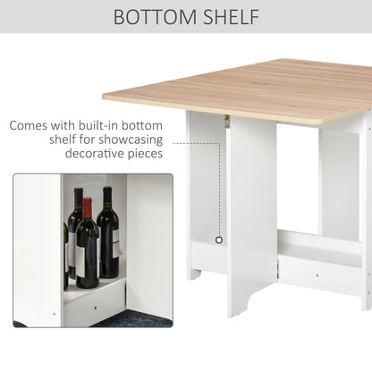 Foldable Dining Table, Drop-Leaf Kitchen Table with Storage Shelf, Oak Bar Tables & Dining Tables at Gallery Canada