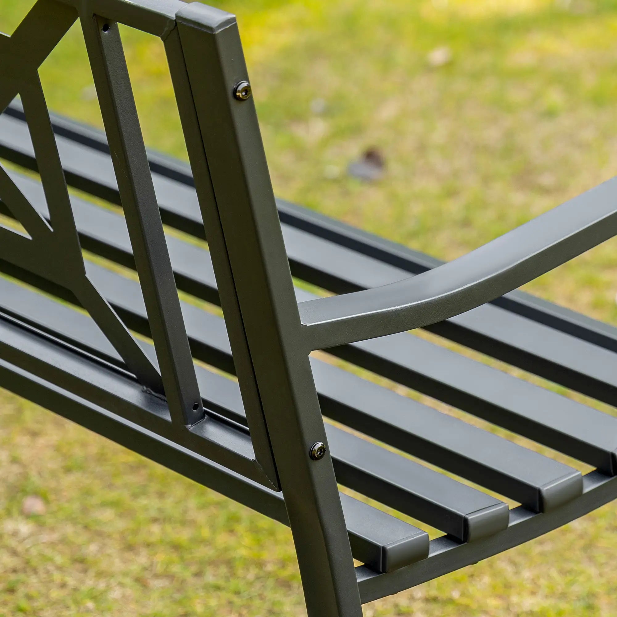 Steel Garden Bench, 2-Person Patio Loveseat, Black Outdoor Benches at Gallery Canada