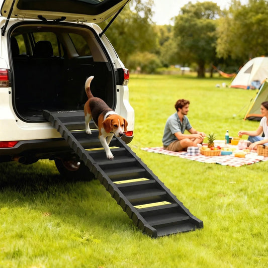 Foldable Dog Ramp With Anti-Slip Steps, Pet Stairs For Senior Pets, Black Dog Stairs Black at Gallery Canada