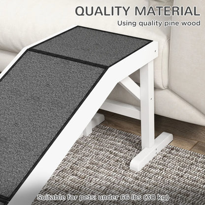 Pet Ramp Bed Steps, Non-Slip Carpet Top, Pine Wood, 59"L x 16"W x 20"H, White Dog Stairs at Gallery Canada