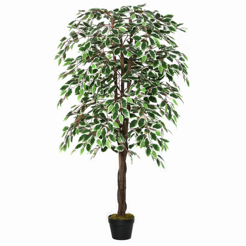 5.3ft Artificial Ficus Tree, Indoor Fake Plant with Pot, Home Office Decor