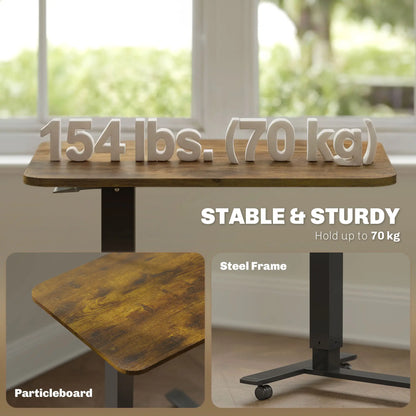 Pneumatic Standing Desk, Adjustable Height, 43 Inch, Rustic Brown Office Desks & Work Stations at Gallery Canada