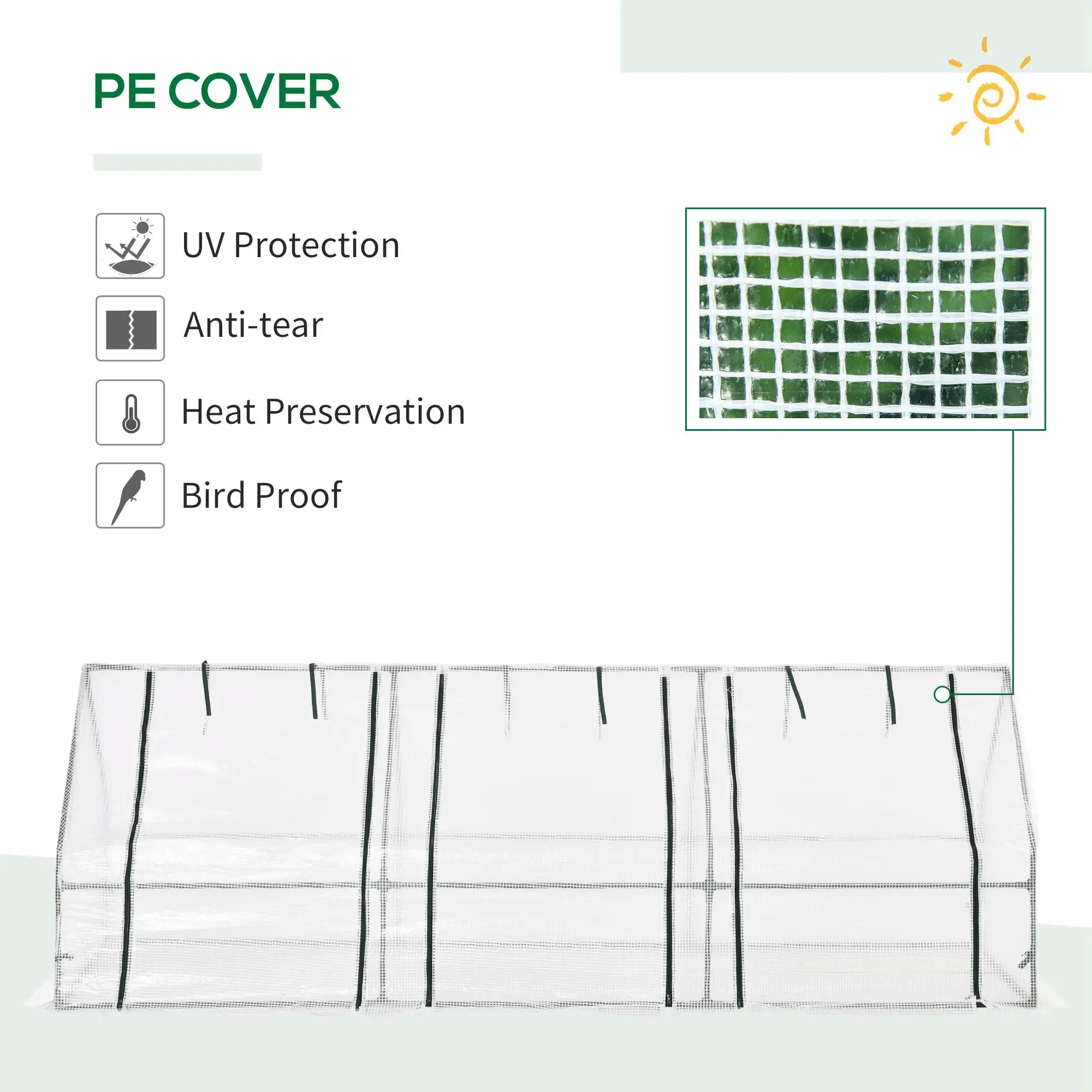 9' x 3' x 3' Mini Greenhouse, Portable with PE Cover, White Mini Greenhouses at Gallery Canada