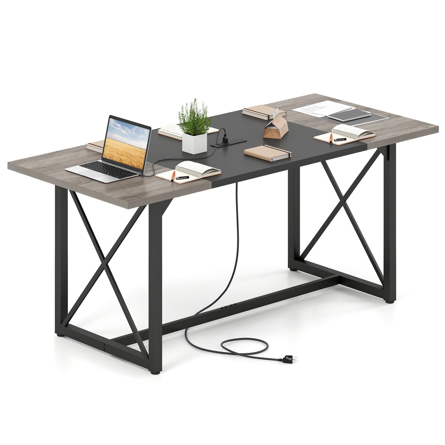 6FT Conference Table With Power Outlets, Seats 6-8 People, Natural Office Desks at Gallery Canada