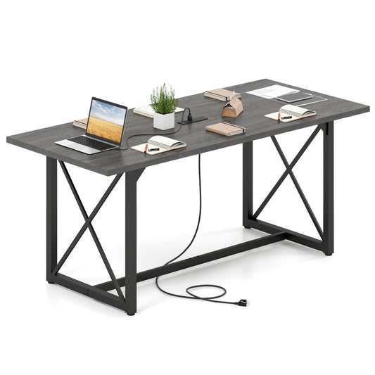 6FT Conference Table, With Power Outlets, Seats 6-8, Gray Office Desks Gray at Gallery Canada