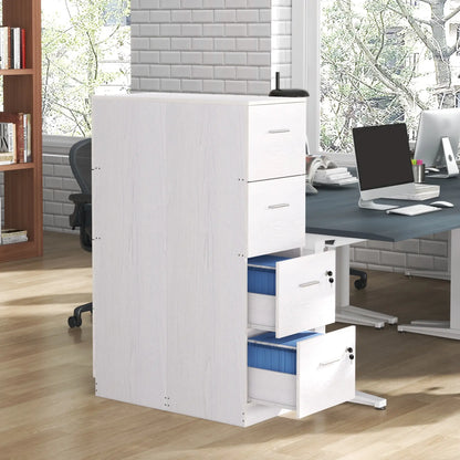 4 Drawer Vertical Filing Cabinet with Lock, Adjustable Hanging Bar, White Office Cabinets & Cupboards at Gallery Canada