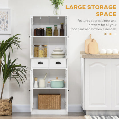 61" Kitchen Pantry Cabinet, Freestanding Farmhouse Style, White Kitchen Pantry Cabinets at Gallery Canada