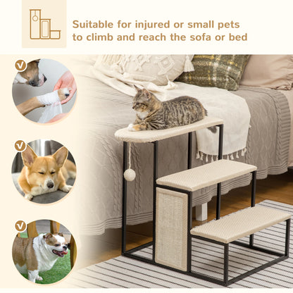 20 3-Step Cat Stairs, Carpeted Ladder Ramp, Scratching Board, Cream White Dog Stairs at Gallery Canada