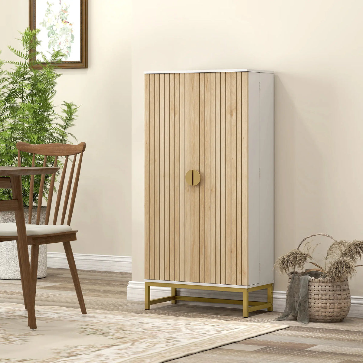 47" Kitchen Pantry Cabinet, Freestanding Storage with Adjustable Shelves, White Kitchen Pantry Cabinets at Gallery Canada