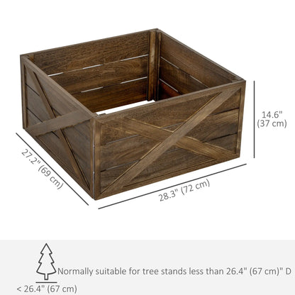28" Farmhouse Christmas Tree Collar, Dark Distressed Wood Finish Christmas Trees at Gallery Canada