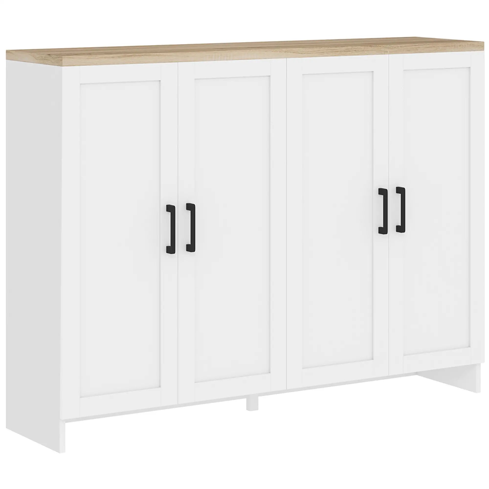 Modern Sideboard Buffet Cabinet, 4 Doors Adjustable Shelves, White Storage Cabinets at Gallery Canada
