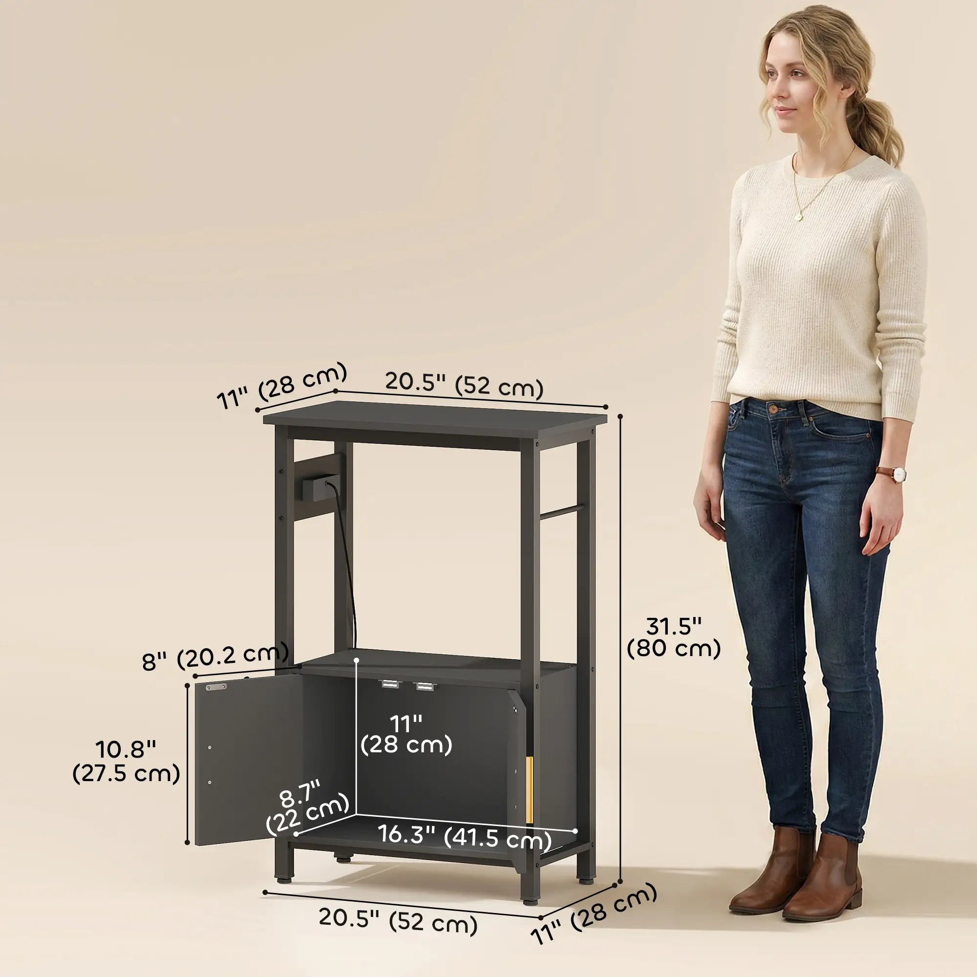 5-10 Gallon Fish Tank Stand Aquarium Stand with Power Outlets, Cabinet, Shelf, 550 lbs Capacity, 20.5