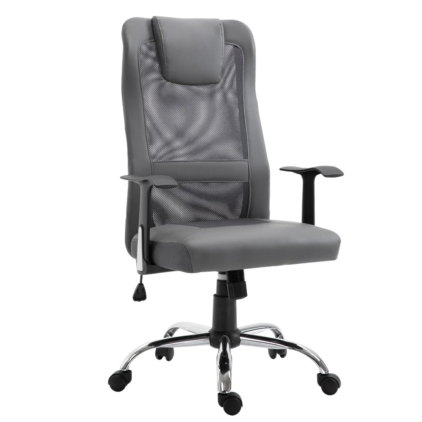 Ergonomic High Back Mesh Office Chair, Thick Padded Headrest, Grey Task Chairs Grey at Gallery Canada