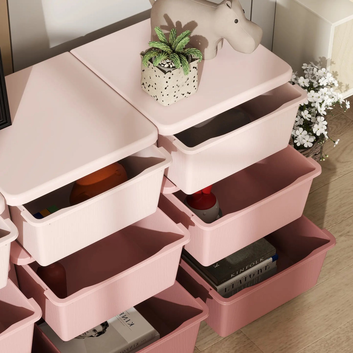 3 Tier Toy Organizer, 9 Plastic Drawers, Pink Baby & Kids Storage at Gallery Canada