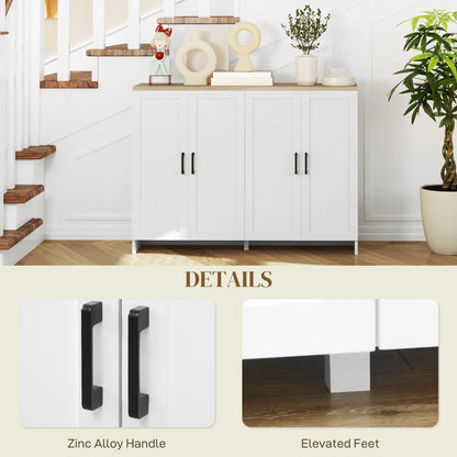 Modern Sideboard Buffet Cabinet, 4 Doors Adjustable Shelves, White Storage Cabinets at Gallery Canada