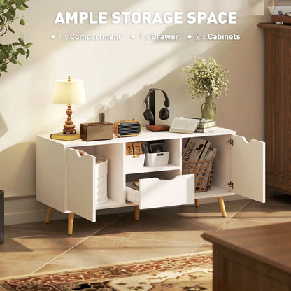 TV Stand for 50" TV, Storage with Shelf, Drawer, 2 Cabinets, White TV Stands at Gallery Canada