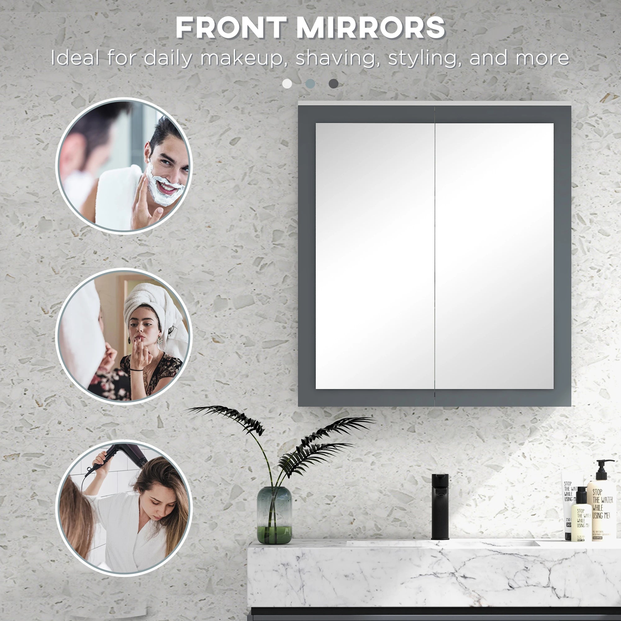 Wall Mounted Bathroom Mirror Cabinet, Double Doors, Adjustable Shelves, White Mirror Medicine Cabinets at Gallery Canada