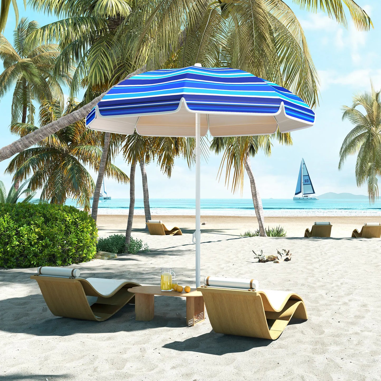 70.9" Dia. Portable Beach Umbrella, UV 50+ Adjustable Tilt, Multicolor Beach Umbrellas at Gallery Canada