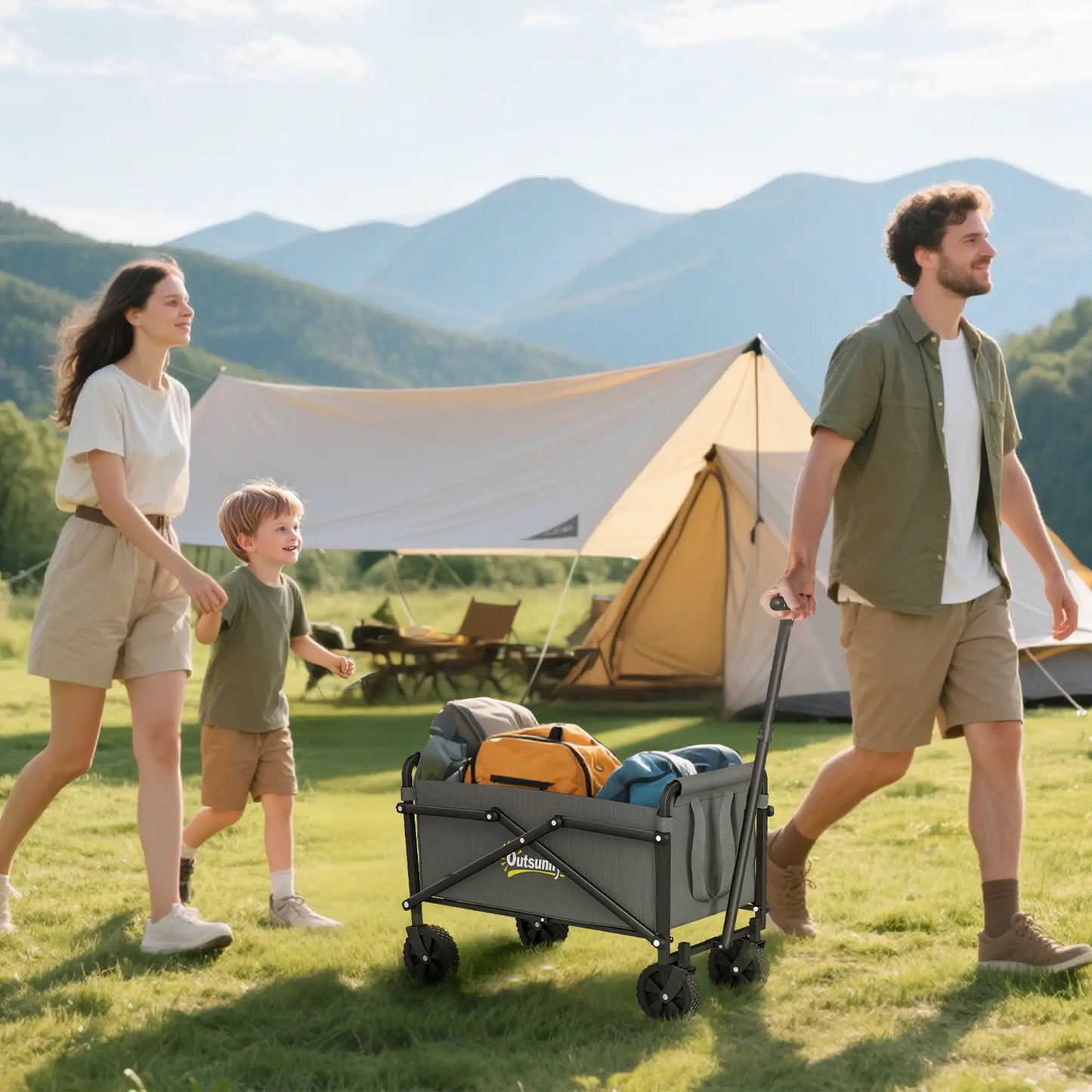 Small Collapsible Garden Cart, Heavy Duty Lawn Wagon, Grey Bike Cargo Trailers at Gallery Canada
