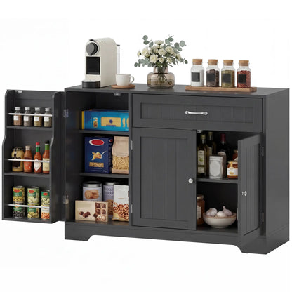 44" Modern Kitchen Cabinet with Drawer, Adjustable Shelves, Black Bar Cabinets Black at Gallery Canada