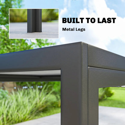 Outdoor Dining Table For 4-6, 59" Wood-Effect Top, Grey Patio Dining Tables at Gallery Canada
