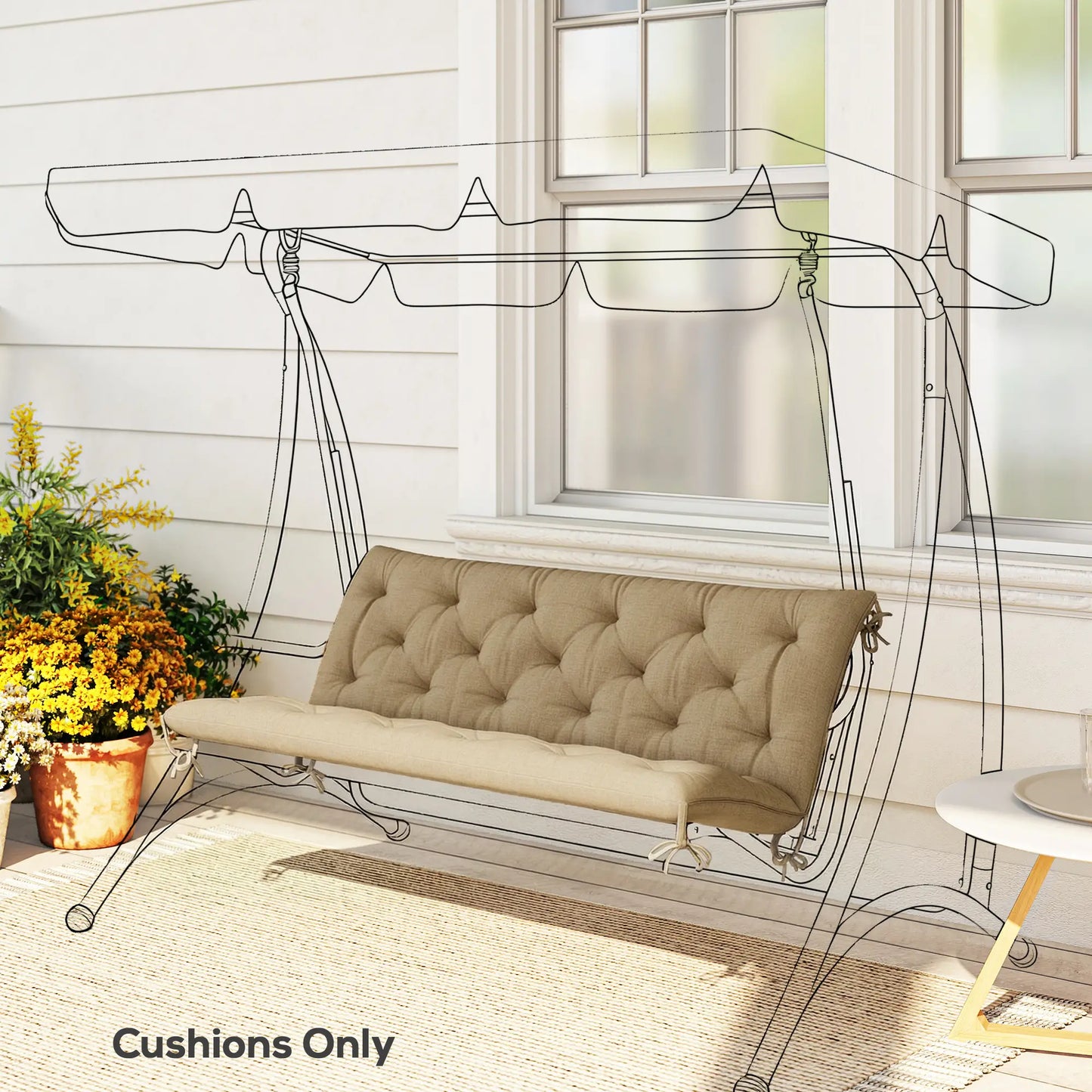3-Seater Bench Swing Replacement Cushions, Patio Garden, Beige Patio Chair Cushions at Gallery Canada