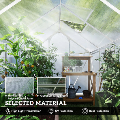 6' x 10' x 6.6' Polycarbonate Greenhouse, Walk-In Garden Kit, Galvanized Frame, Sliver Walk In Greenhouses at Gallery Canada