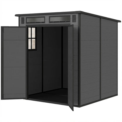 6' x 6' Outdoor Storage Shed, Plastic Garden Shed, Dark Grey, Dark Grey Sheds Dark Grey at Gallery Canada