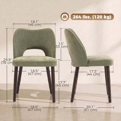 Chenille Upholstered Dining Chairs Set, Green Dining Chairs at Gallery Canada
