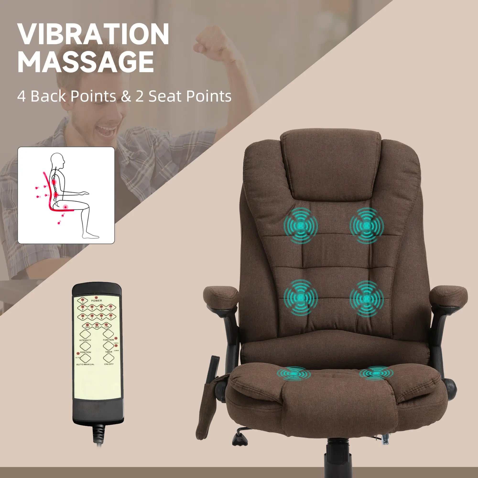 Reclining Massage Office Chair, High Back, Swivel Wheels, Brown Massage Chairs at Gallery Canada