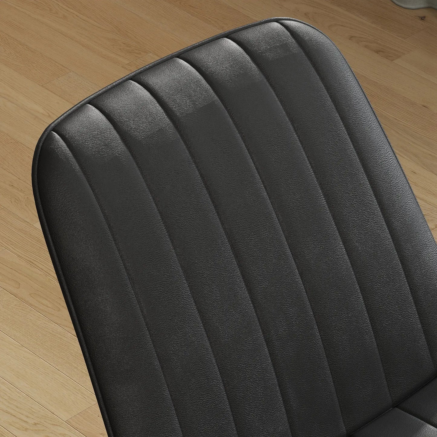 Faux Leather Dining Chairs Set of 4, Black Metal Legs, Black