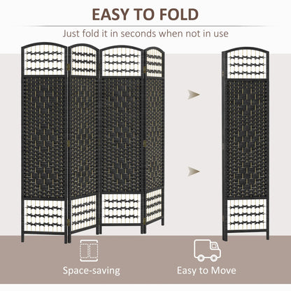 4 Panel Folding Room Divider, Portable Privacy Screen, Black Room Dividers at Gallery Canada